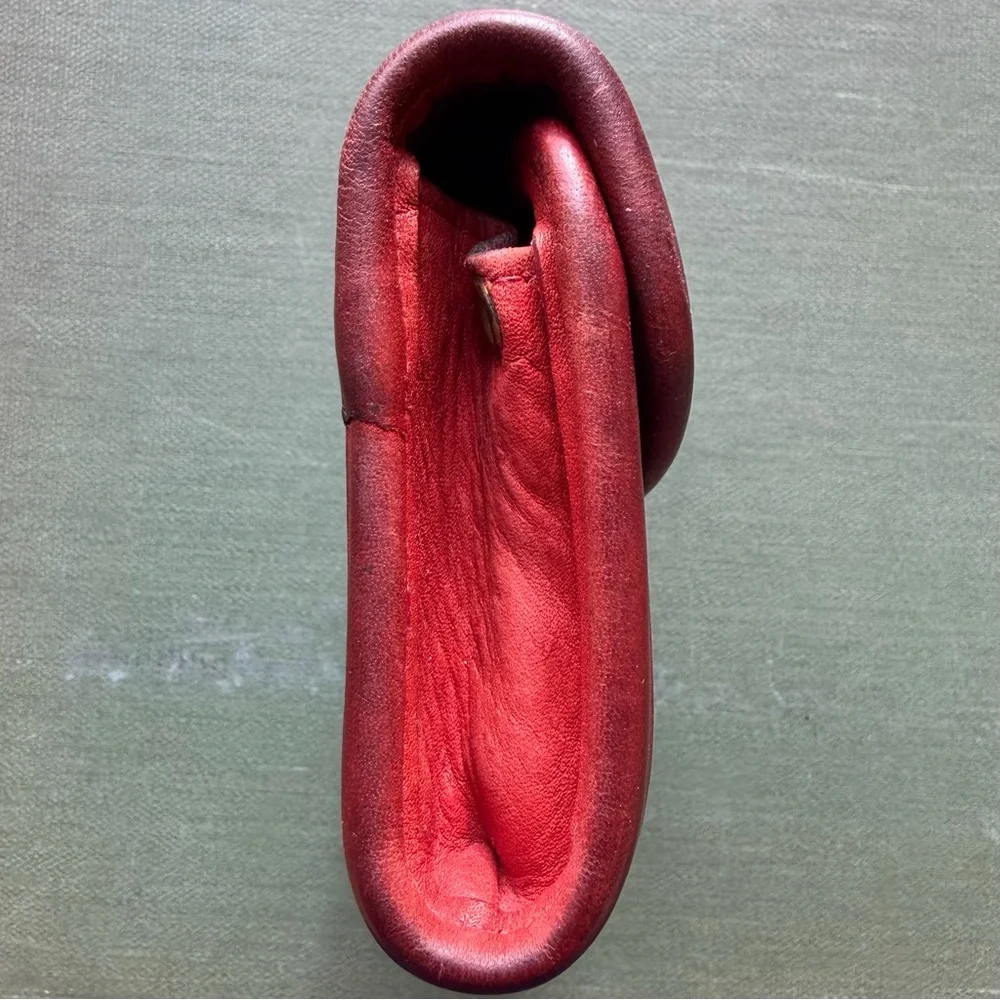 COACH Multifunction Purse #7219 Red Leather Vintage 1990s Minimalist Coin Wallet - Picture 7 of 16
